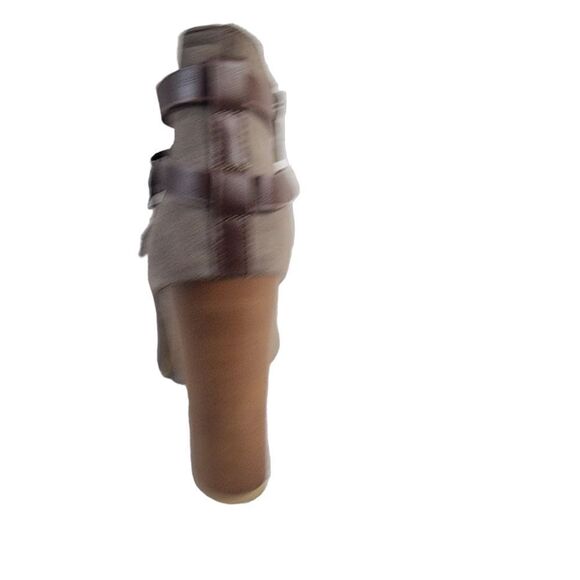 Bamboo Taupe Suede Ankle Open Toe 4" Heels Boot Booties - Picture 7 of 9